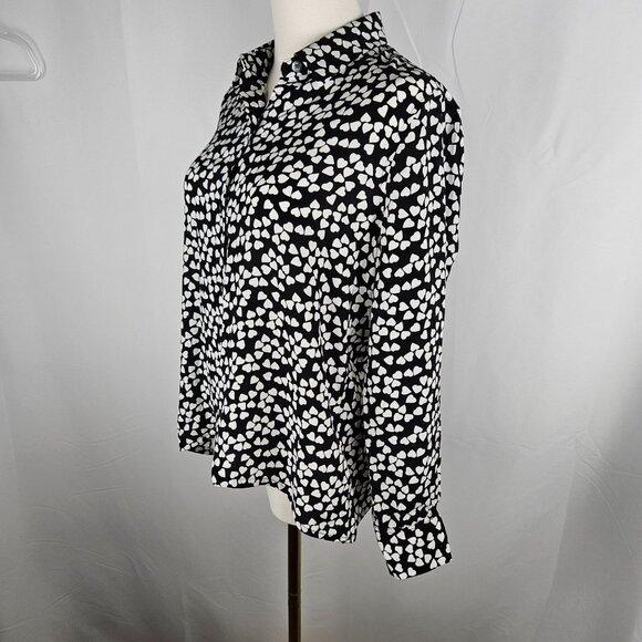 NWT! Equipment Femme Essential Heart Print Silk Shirt Medium B & W Button Down - Picture 4 of 12